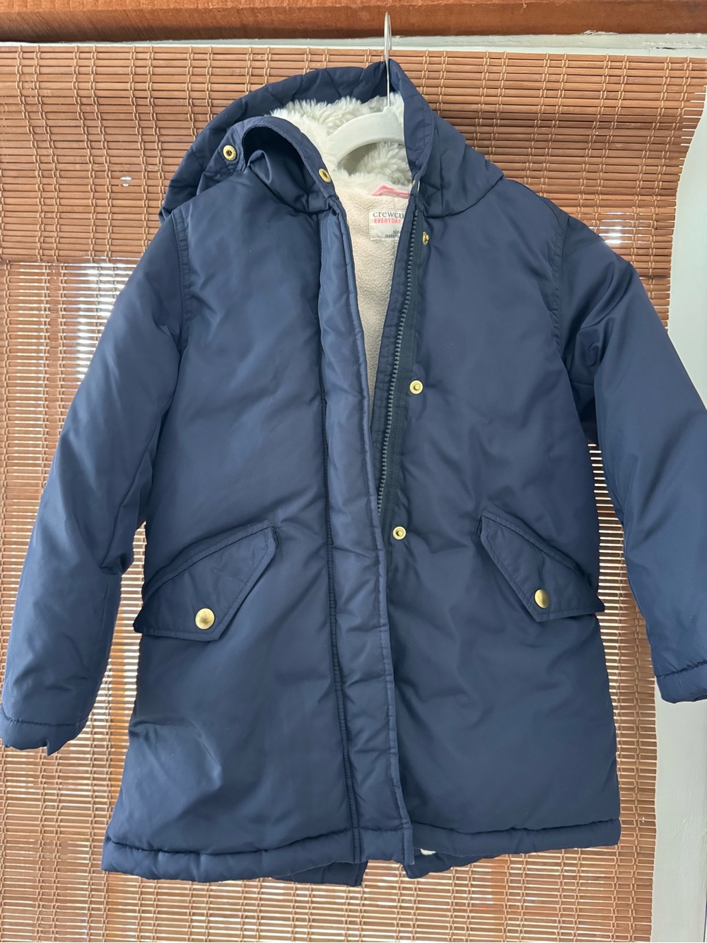 Crewcuts Navy Puffer Jacket with Rib-Knit Cuffs- Detachable fur hood